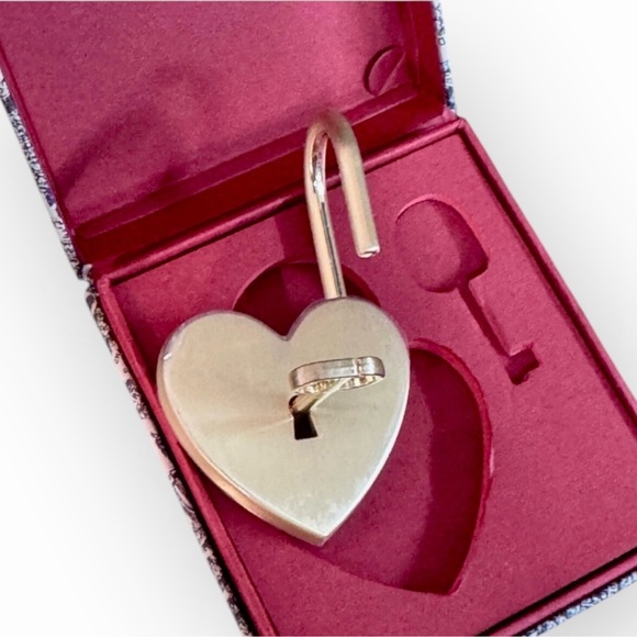 Dior Gold Heart Lock and Key